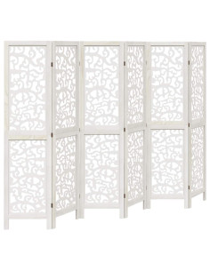 Divisorio Ambienti 6Pannelli Bianco Legno Massello di Paulownia