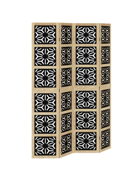 Divisorio Ambienti 4 Pannelli Marrone e Nero Massello Paulownia