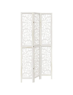 Divisorio Ambienti 3Pannelli Bianco Legno Massello di Paulownia