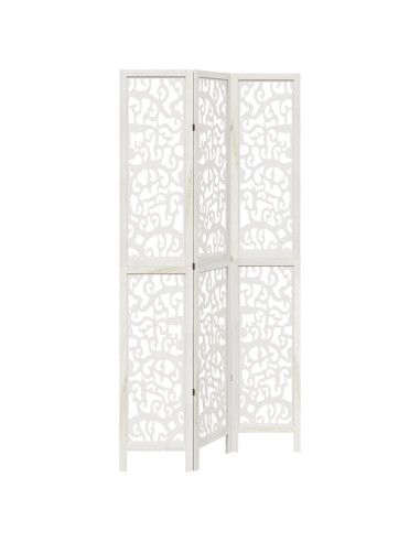 Divisorio Ambienti 3Pannelli Bianco Legno Massello di Paulownia