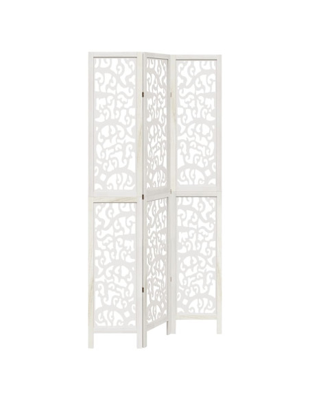 Divisorio Ambienti 3Pannelli Bianco Legno Massello di Paulownia