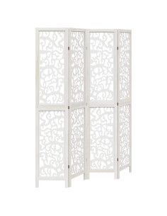 Divisorio Ambienti 4Pannelli Bianco Legno Massello di Paulownia