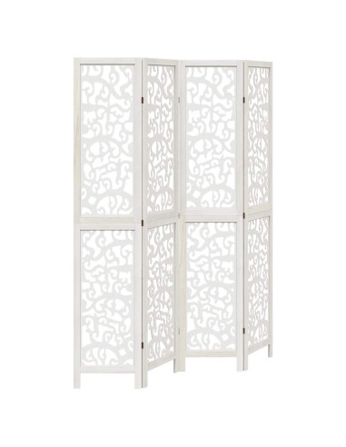 Divisorio Ambienti 4Pannelli Bianco Legno Massello di Paulownia
