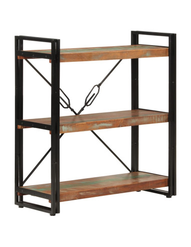 Libreria 3 Livelli 77x30x80 cm Legno Massello Recupero e Ferro