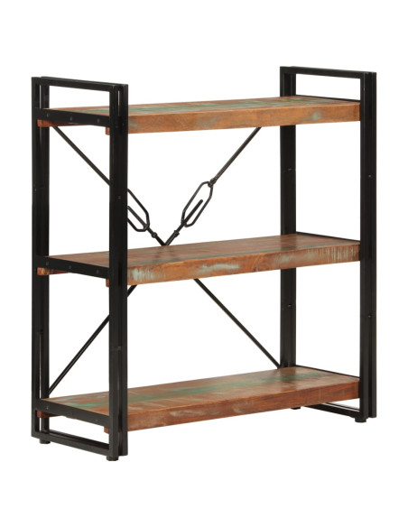 Libreria 3 Livelli 77x30x80 cm Legno Massello Recupero e Ferro