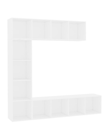 Set Mobili Libreria/Porta TV 3 pz Bianco 180x30x180 cm