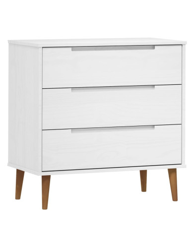 Cassettiera MOLDE Bianca 80x40x80 cm in Legno Massello di Pino