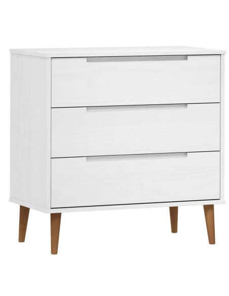 Cassettiera MOLDE Bianca 80x40x80 cm in Legno Massello di Pino