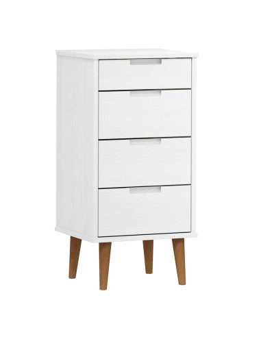 Cassettiera MOLDE Bianca 40x35x82 cm in Legno Massello di Pino