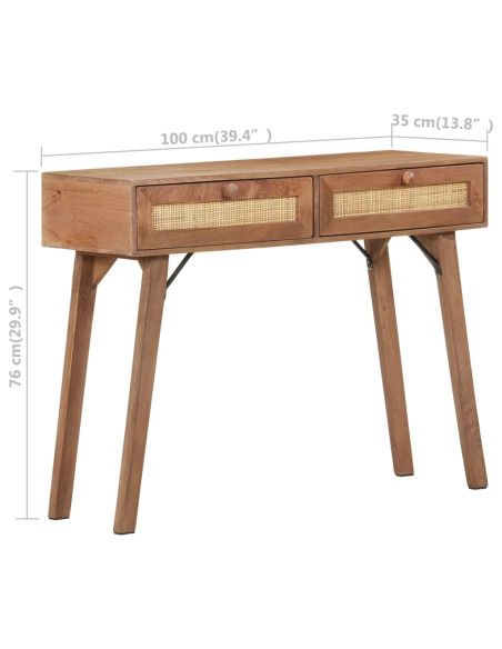 Tavolo Consolle 100x35x76 cm in Legno Massello di Mango