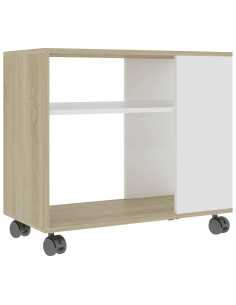 Tavolino Bianco e Sonoma 70x35x55 cm Legno Multistrato 2