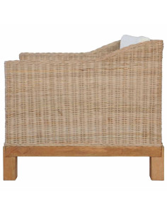 Set di Divani 2 pz con Cuscini in Rattan Naturale