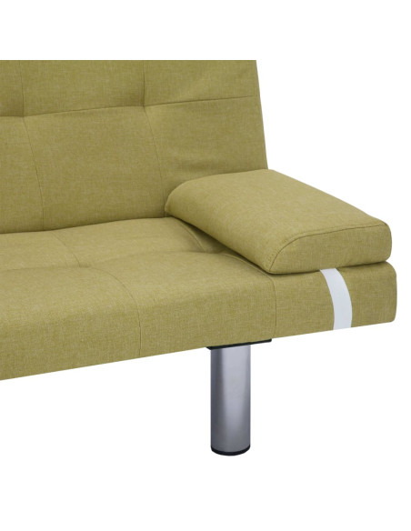 Divano Letto con Due Cuscino in Poliestere Verde