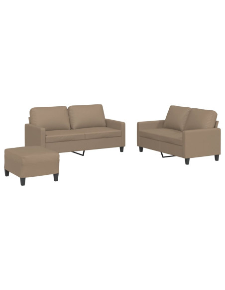 Set di Divani 3 pz con Cuscini cappuccino in Similpelle