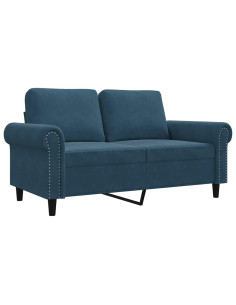 Divano a 2 Posti Blu 120 cm in Velluto