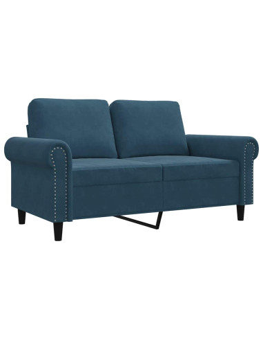 Divano a 2 Posti Blu 120 cm in Velluto