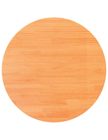 Piano Tavolo Rotondo Marrone Cera Ø90x2,5cm Legno Massello Pino