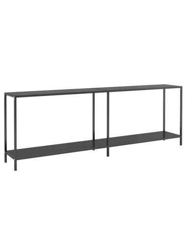 Tavolo Consolle Nero 220x35x75,5 cm in Vetro Temperato