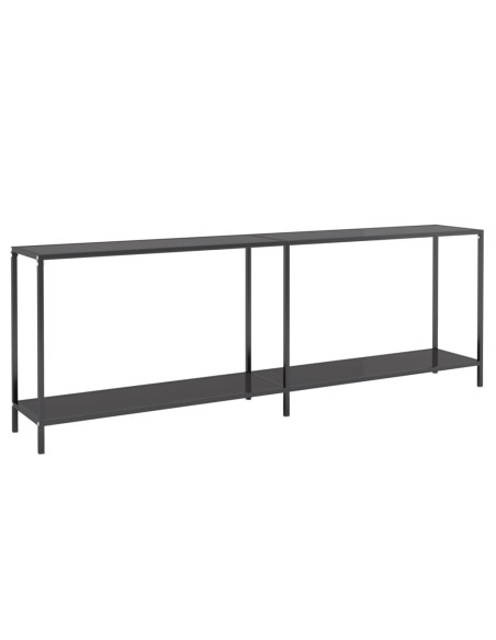 Tavolo Consolle Nero 220x35x75,5 cm in Vetro Temperato
