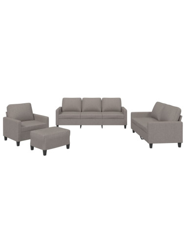 Set di Divani 4 pz con Cuscini Tortora in Tessuto