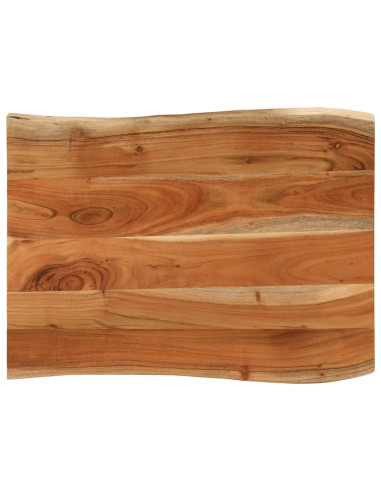 Piano Tavolo 80x60x3,8 cm Rettangolare Legno Acacia Bordi Vivi