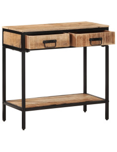 Tavolo Consolle 70x35x70 cm in Legno Massello di Mango Grezzo