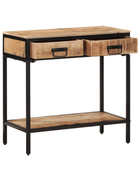 Tavolo Consolle 70x35x70 cm in Legno Massello di Mango Grezzo