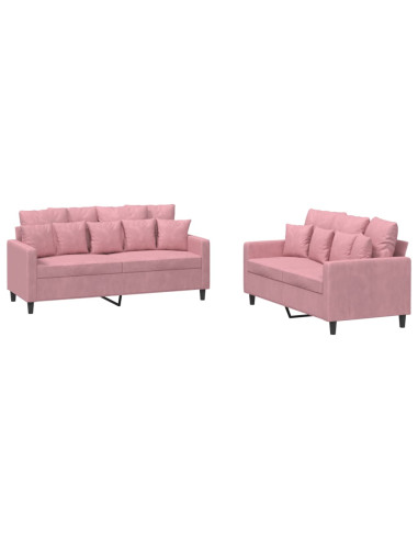Set di Divani 2 pz con Cuscini rosa in Velluto
