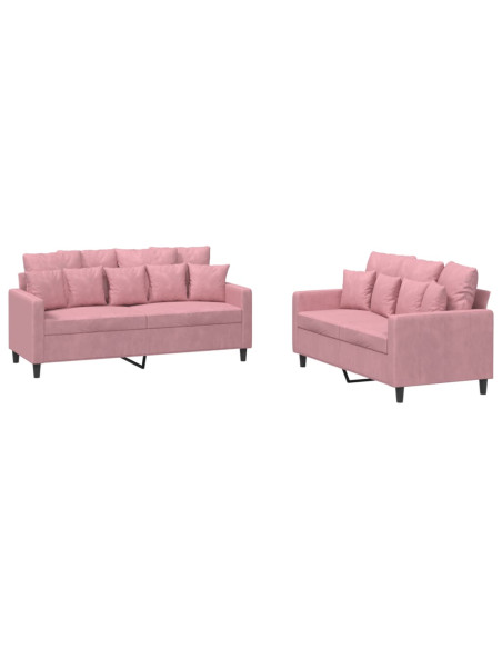 Set di Divani 2 pz con Cuscini rosa in Velluto