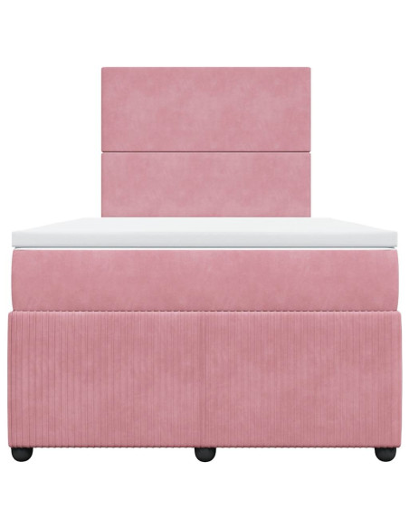 Giroletto a Molle con Materasso Rosa 120x200 cm in Velluto