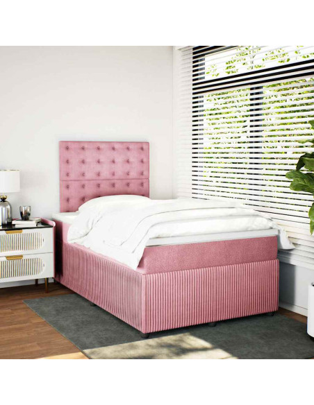 Giroletto a Molle con Materasso Rosa 120x200 cm in Velluto