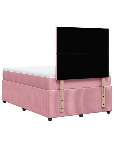 Giroletto a Molle con Materasso Rosa 120x200 cm in Velluto