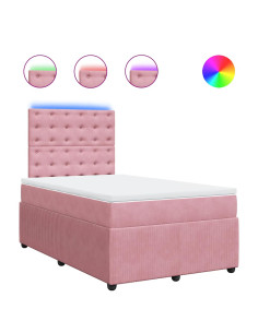 Giroletto a Molle con Materasso Rosa 120x200 cm in Velluto 2