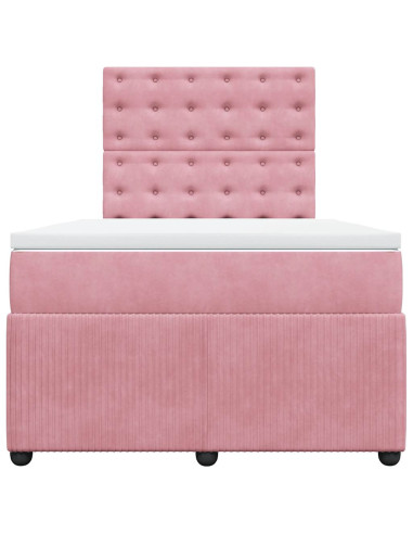 Giroletto a Molle con Materasso Rosa 120x200 cm in Velluto