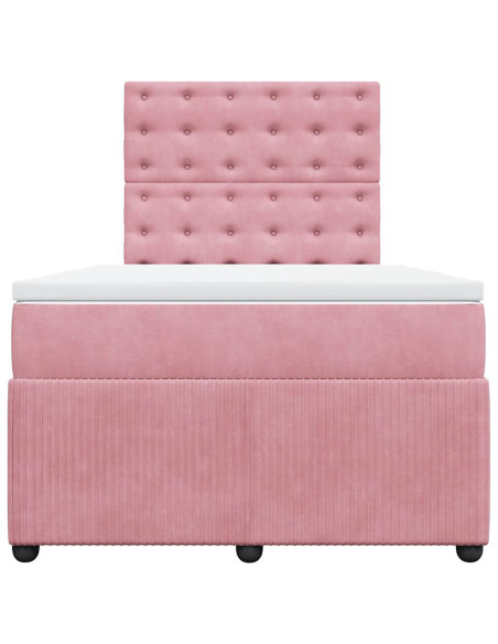 Giroletto a Molle con Materasso Rosa 120x200 cm in Velluto