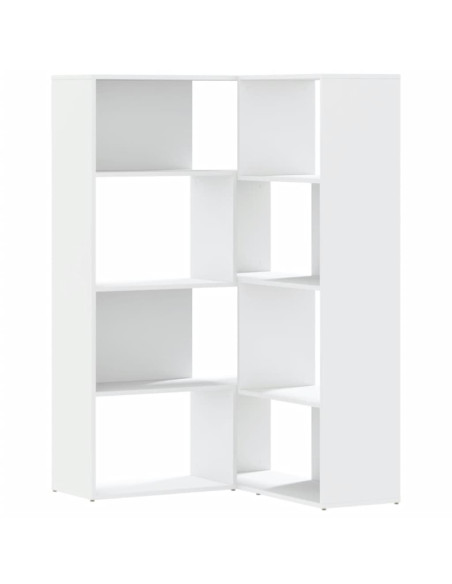 Libreria Angolare 4Ripiani Bianca 85x85x140cm Legno Multistrato