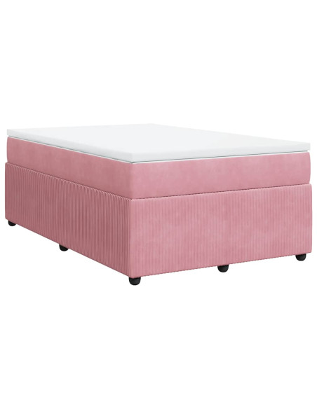 Giroletto a Molle con Materasso Rosa 120x200 cm in Velluto