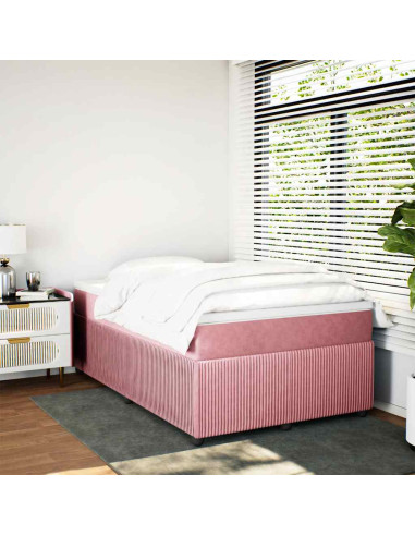 Giroletto a Molle con Materasso Rosa 120x200 cm in Velluto