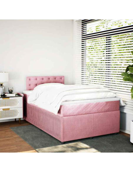 Giroletto a Molle con Materasso Rosa 120x200 cm in Velluto