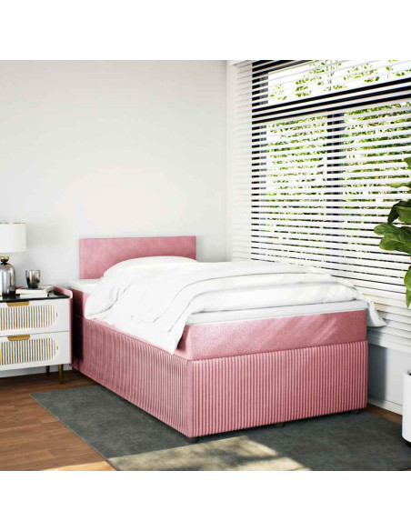 Giroletto a Molle con Materasso Rosa 120x200 cm in Velluto