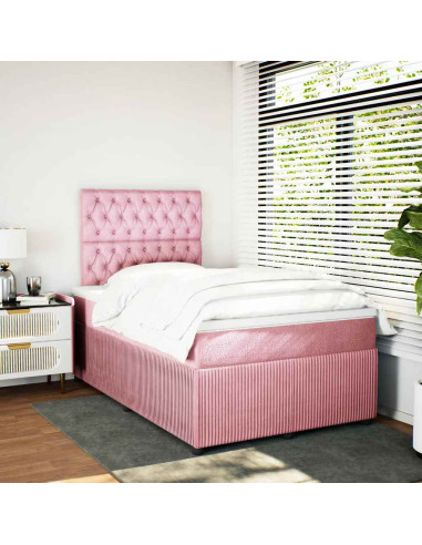 Giroletto a Molle con Materasso Rosa 120x200 cm in Velluto