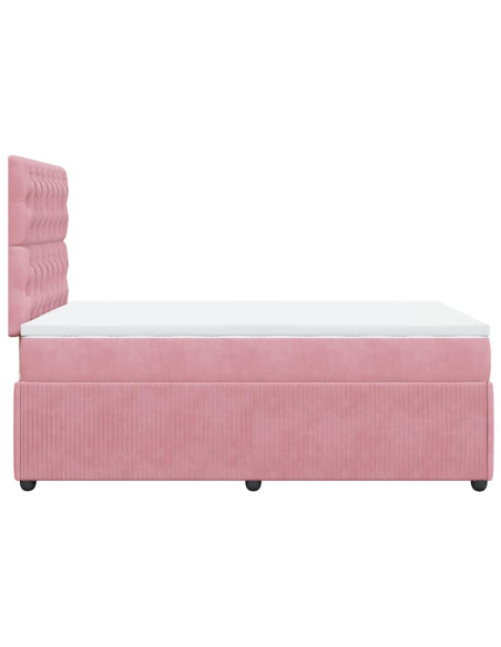 Giroletto a Molle con Materasso Rosa 120x200 cm in Velluto