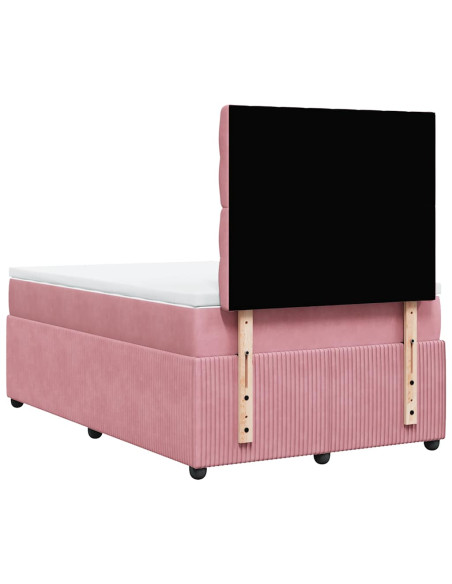 Giroletto a Molle con Materasso Rosa 120x200 cm in Velluto
