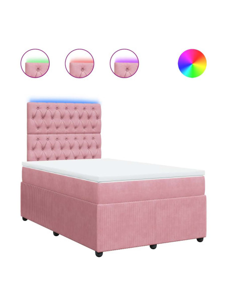 Giroletto a Molle con Materasso Rosa 120x200 cm in Velluto