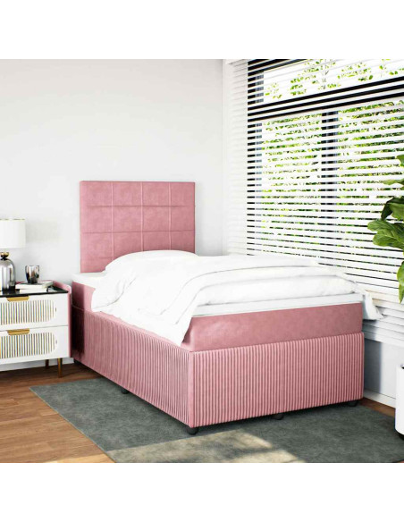 Giroletto a Molle con Materasso Rosa 120x200 cm in Velluto
