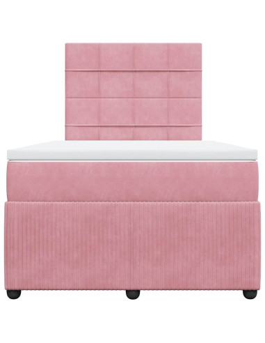 Giroletto a Molle con Materasso Rosa 120x200 cm in Velluto