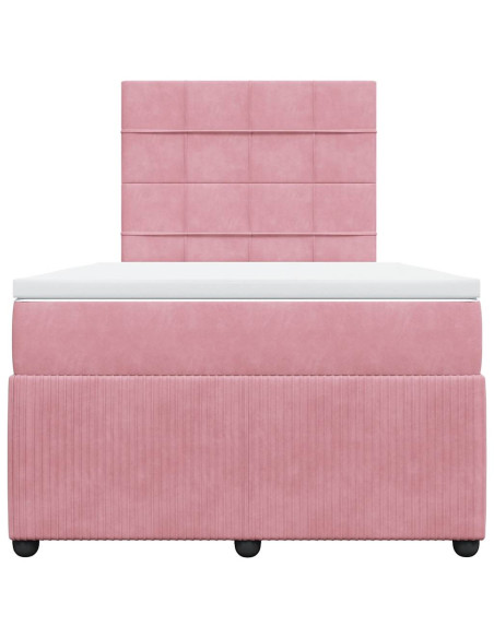 Giroletto a Molle con Materasso Rosa 120x200 cm in Velluto