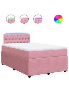 Giroletto a Molle con Materasso Rosa 120x200 cm in Velluto 2