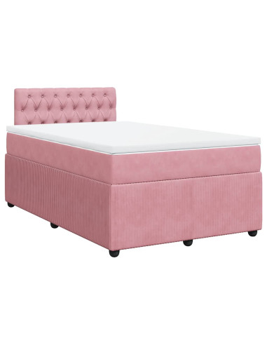 Giroletto a Molle con Materasso Rosa 120x200 cm in Velluto