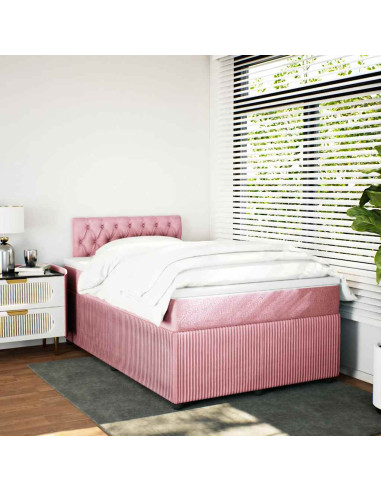 Giroletto a Molle con Materasso Rosa 120x200 cm in Velluto